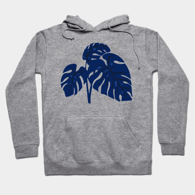 Blue Monstera Swiss Cheese Plant Cut Out Style Hoodie by taiche